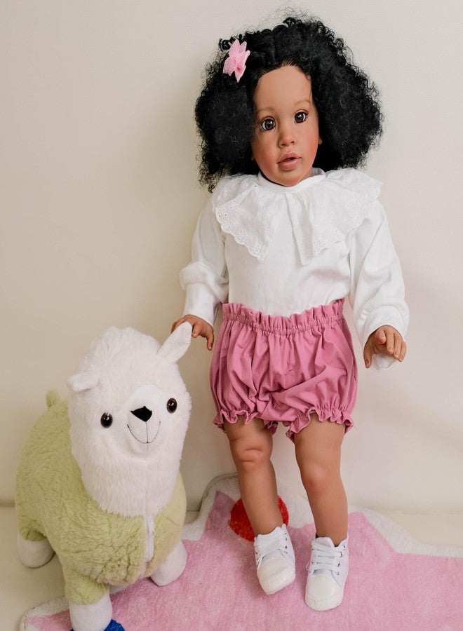 Anano Big Size Black Reborn Baby Dolls Pippa - African American Biracial Babies, 26 Inch Realistic Toddler Reborn Doll, Dark Skin Silicone Dolls, Soft Cloth Body - Image 4
